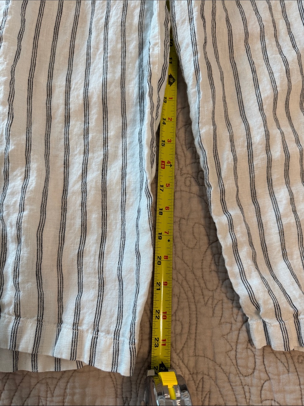 Quince Women's Cream and Black Striped Straight-Leg Pants - Picture 5 of 5